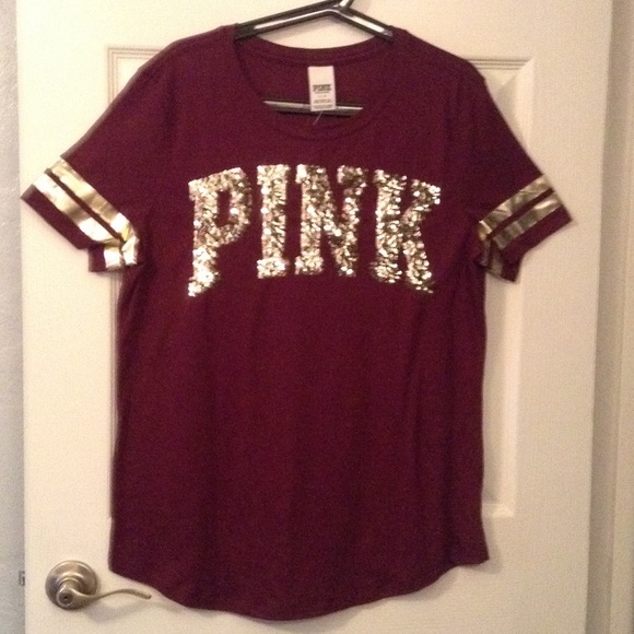 PINK Victoria's Secret Tops - VS PINK Sequin Tee NWT Large🎀