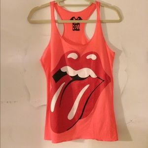 neon Rolling Stones tank top
