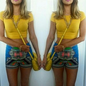 SOLD - Multicolor high waist tribal shorts