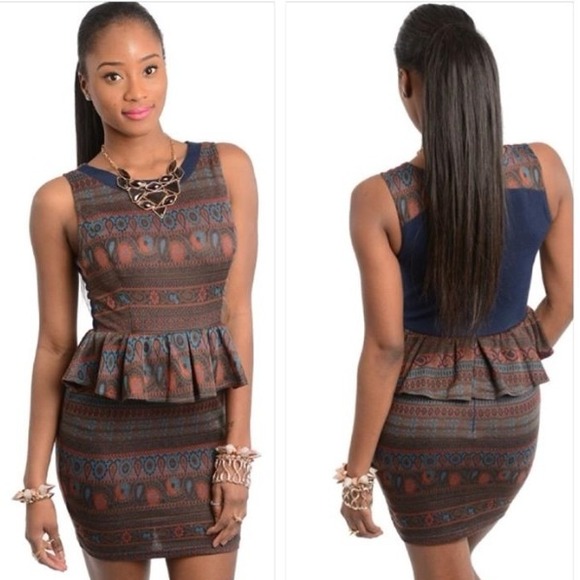 Brown and blue dress