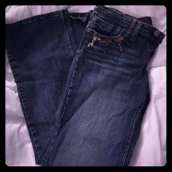 Dark wash jeans boot cut 13 Z. Co embellished