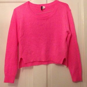 Neon pink cropped sweater