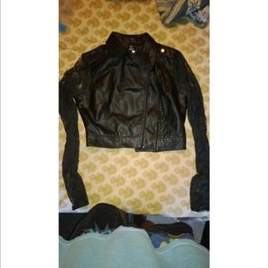 Crop leather jacket