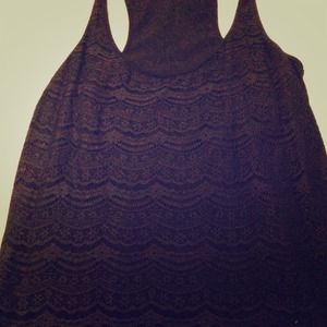 Black racer back tank with lace detail size Large