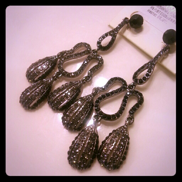 Beautiful Black Crystal Chandelier Earrings