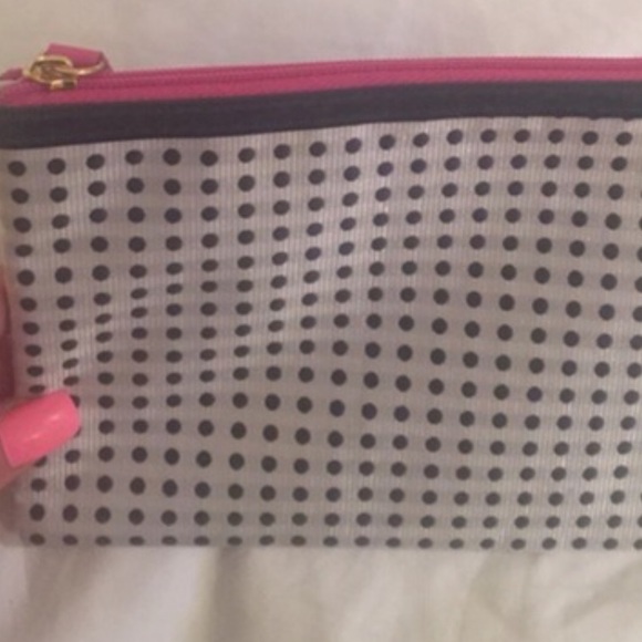 ESTEE LAUDER Navy Pink and White Tote and Polka Dot Cosmetic bag BUNDLE - Picture 3 of 5