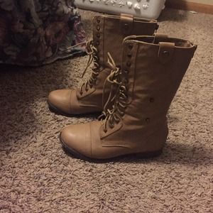Tan combat boots