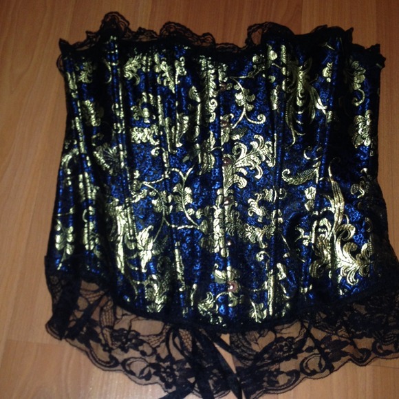 Blue and gold corset