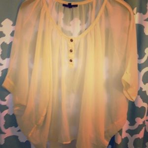 Sheer white bell sleeve top