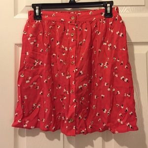 Very Cute Pink Skirt with Buttons and Flowers