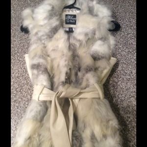 Blanc Noir Beige/Black Faux Fur Vest