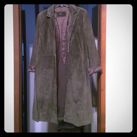 🌾 Avocado Suede Leather Coat