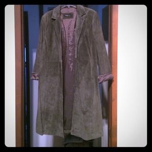 🌾 Avocado Suede Leather Coat