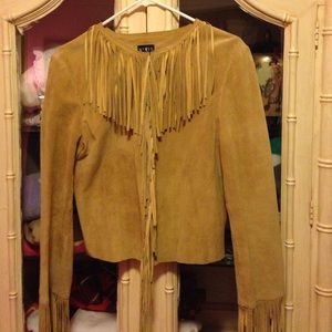 Vintage suede fringed hippy shabby crop jacket