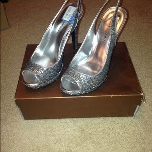 Silver sparkly sling backs
