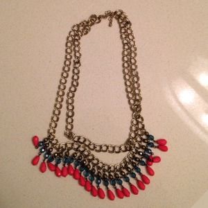 Chain and beaded statement necklace