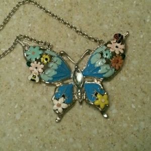 colorful butterfly statement necklace
