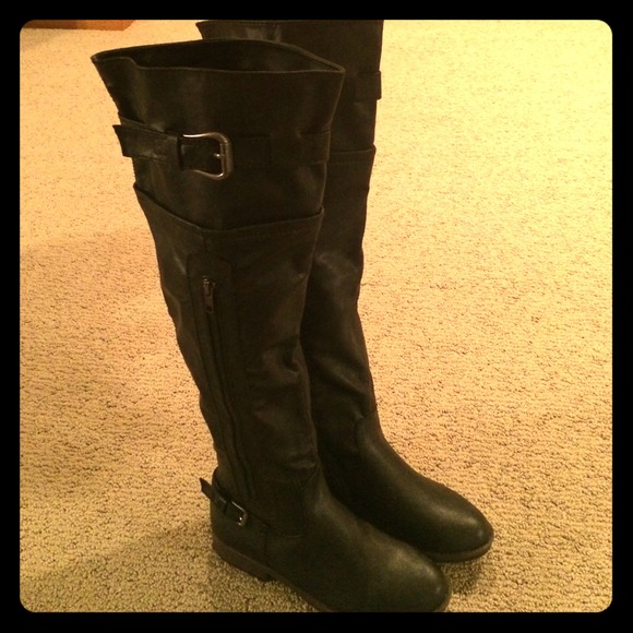 BRAND NEW black thigh high boots!
