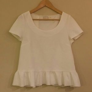 Anthropologie Ruffled Top in White