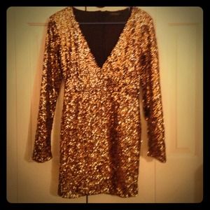 SEXY GOLD SEQUIN DRESS