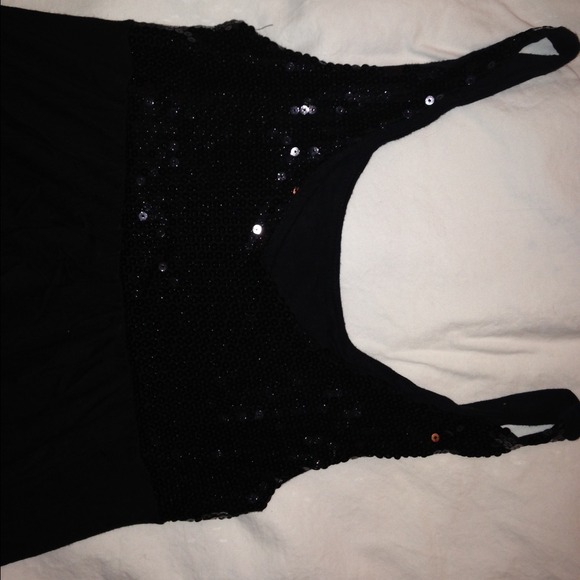 All black sequin tank