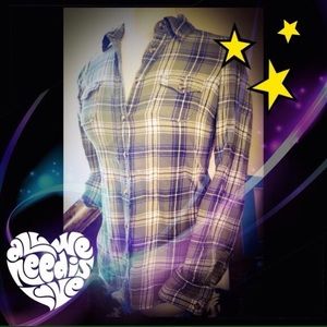 ❌ON HOLD❌Green and Purple Plaid Flannel Shirt