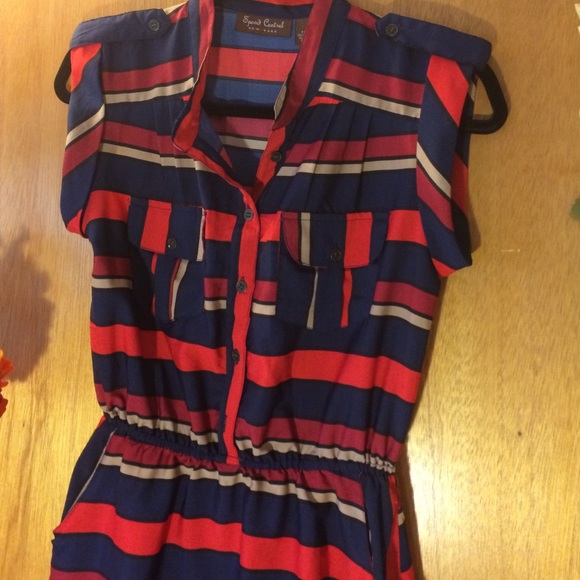 SOLD in bundle - Red & Blue Striped Dress - Picture 2 of 3