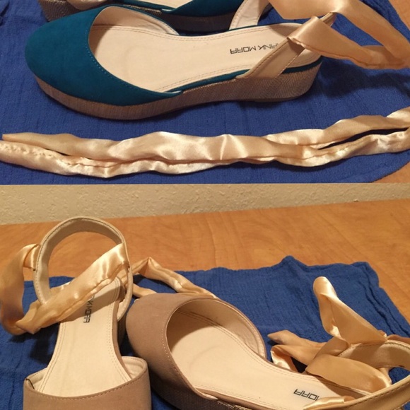 *Bundle* Wedge ankle tie shoes. Bundle