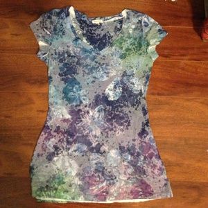 Top with shades of blue, purple,and green designs.