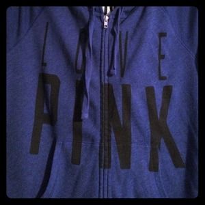 PINK Dark Blue Zip Up Hoodie