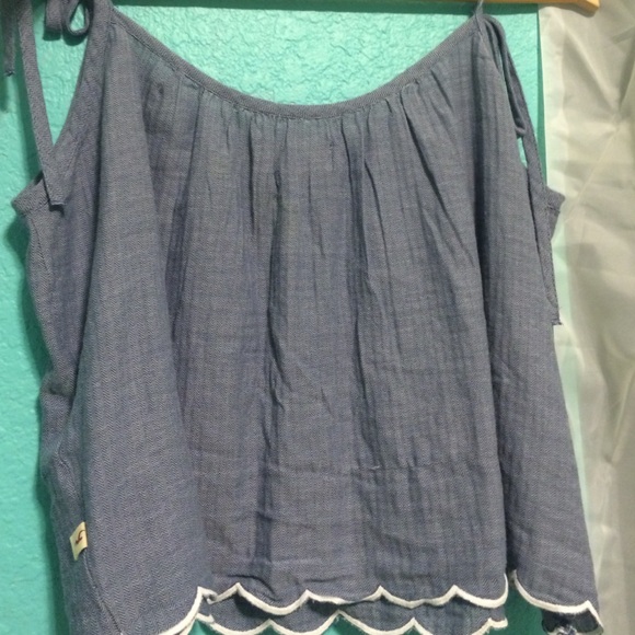 Ruched dolly light denim like tank top hollister