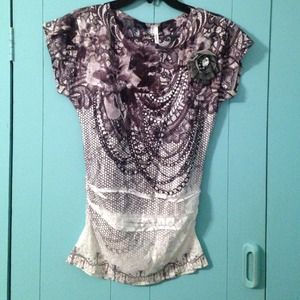 Top with designs printed in black and grey!