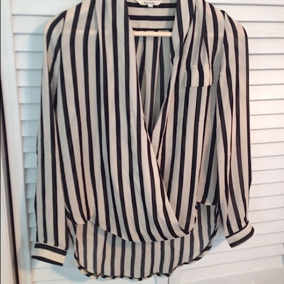 Deep V Striped Blouse