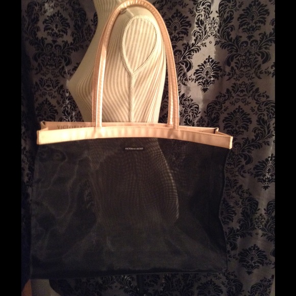 Victoria's Secret pink and black tote