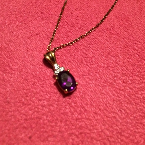 14k PLATED amethyst necklace.