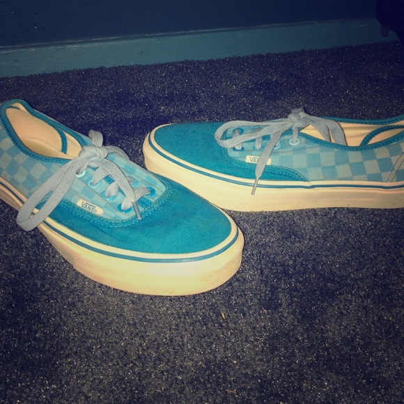 Blue and White Ombré Checkerboard Vans