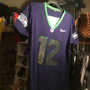 Seattle Seahawks 12 Fan sequin jersey style shirt