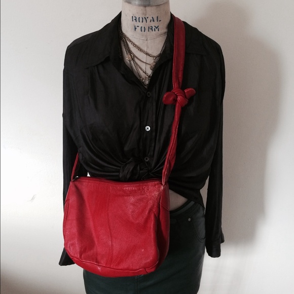 Red leather vintage handbag