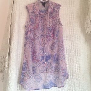 Paisley sheer button down