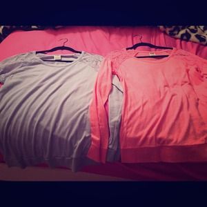 Periwinkle/ Bright Pink Laced Shoulder Top 2/$22!