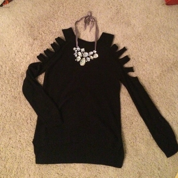 Black sweater with shoulder cut outs !