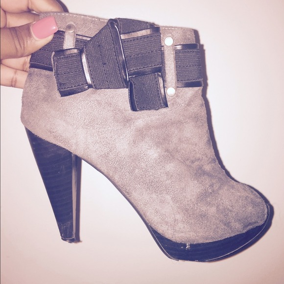 Grey suede heels