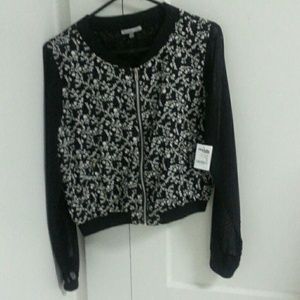 Black & White Floral Print Bomber Jacket