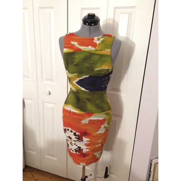 Alice + Olivia floral harvest ruched stretch dress