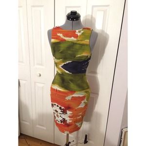 Alice + Olivia floral harvest ruched stretch dress
