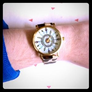 Leopard print feather watch