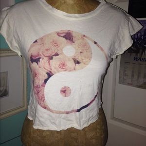 SOLD Floral Ying Yang Crop Top