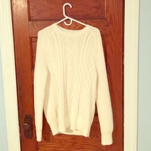 White cable knit sweater