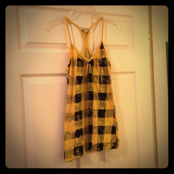 Yellow and black checkered tank top