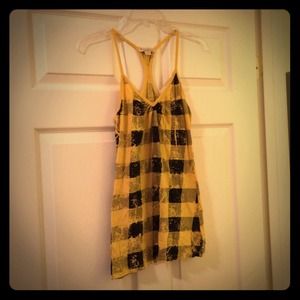 Yellow and black checkered tank top